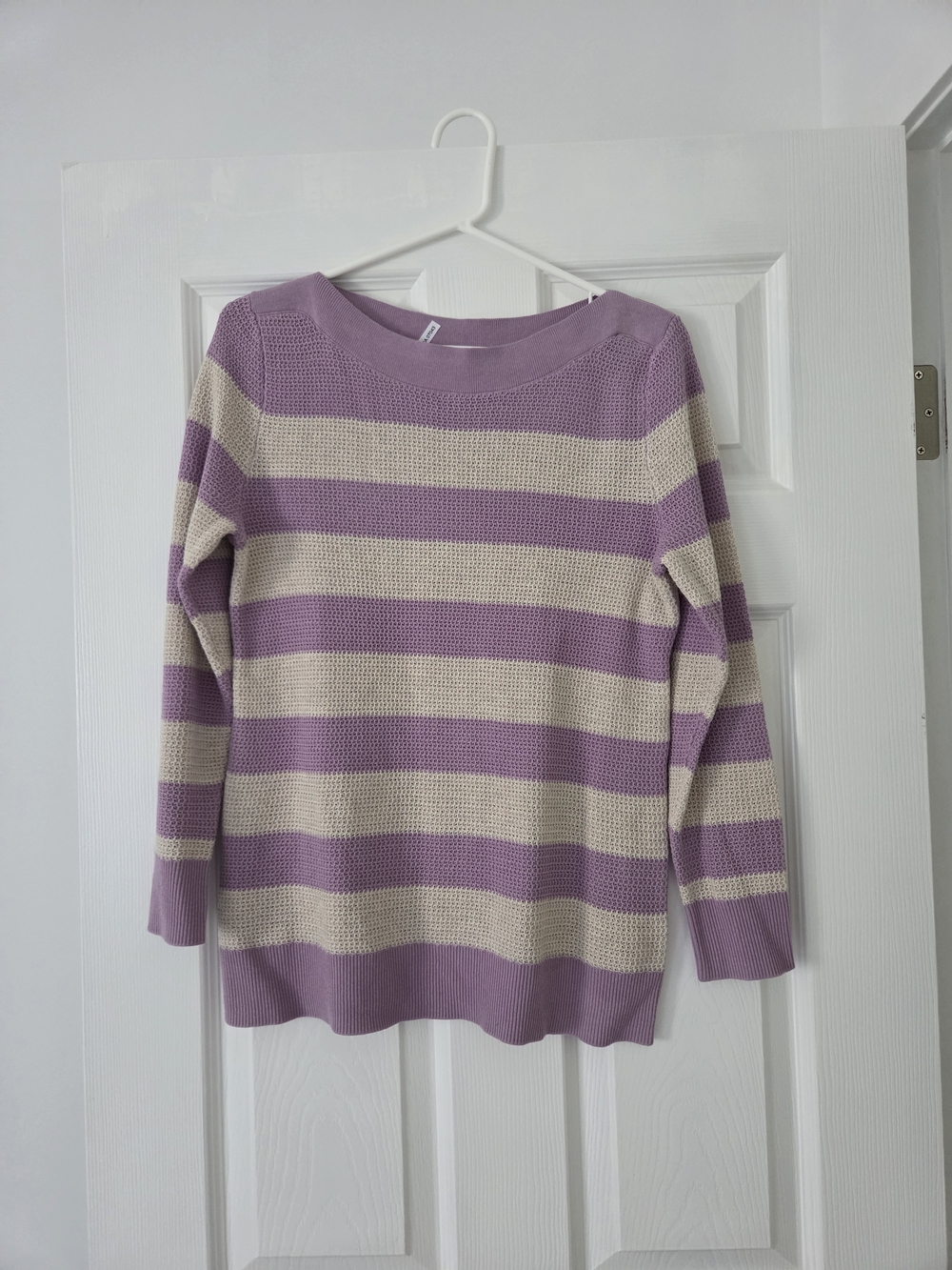 Market & Spruce Lilac and Cream Striped Knit Top